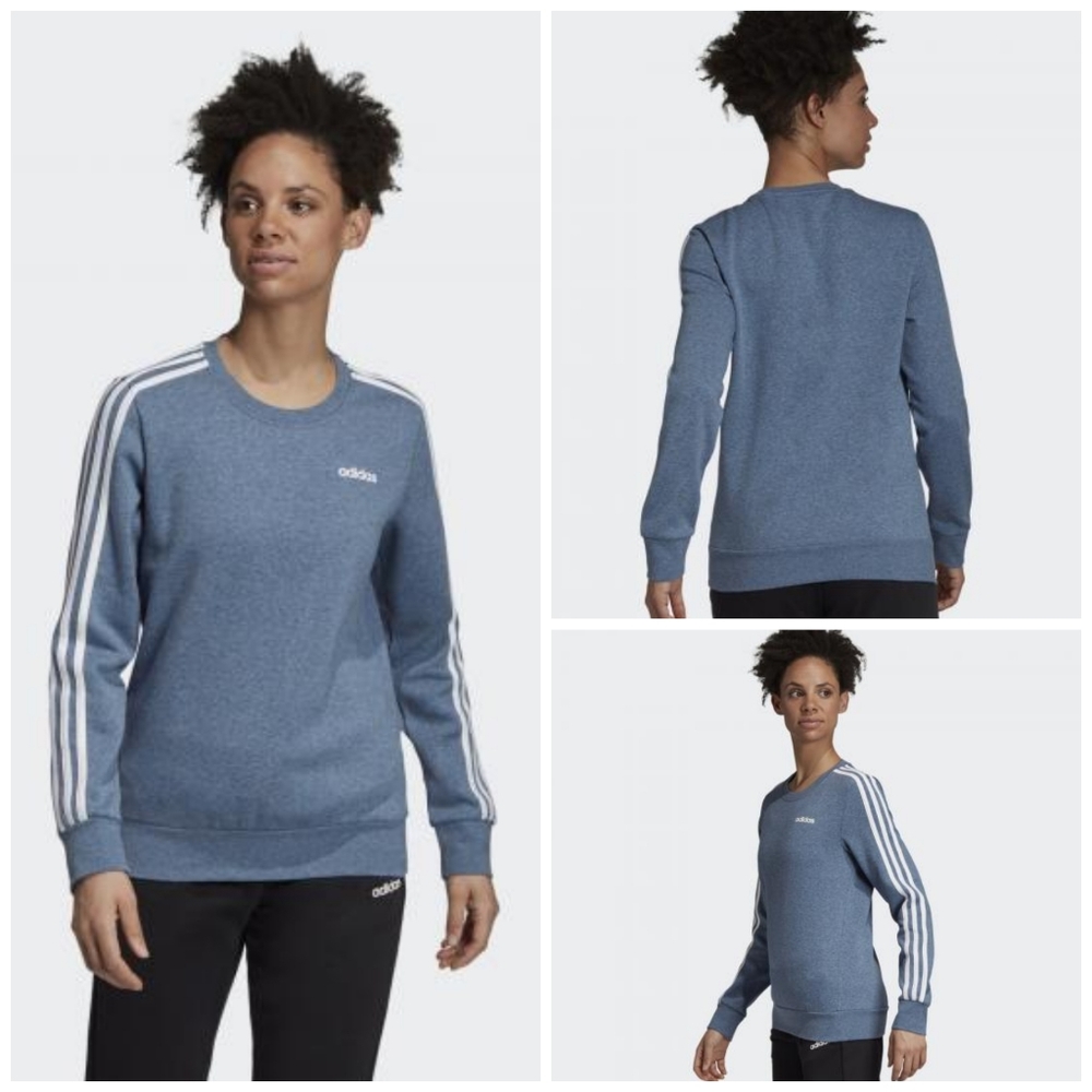Adidas Essentials 3 Stripes Fleece Crew Sweatshirt EI0690 Medium - Picture 2 of 9